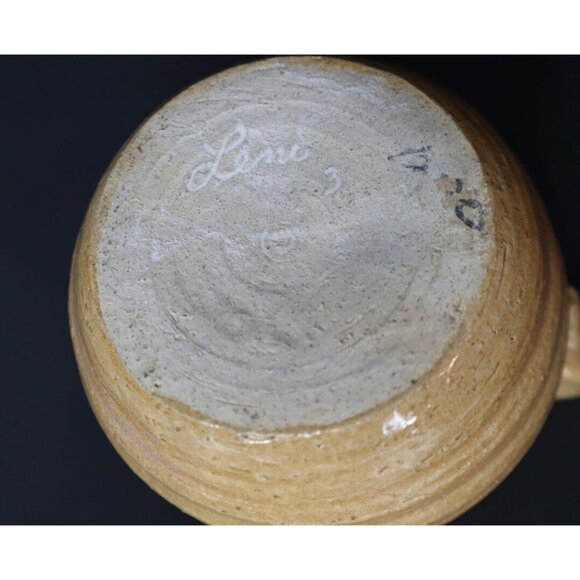 Rustic Yellow Organic Hand Thrown Art Pottery Pitcher signed Leni 3 - Picture 12 of 15